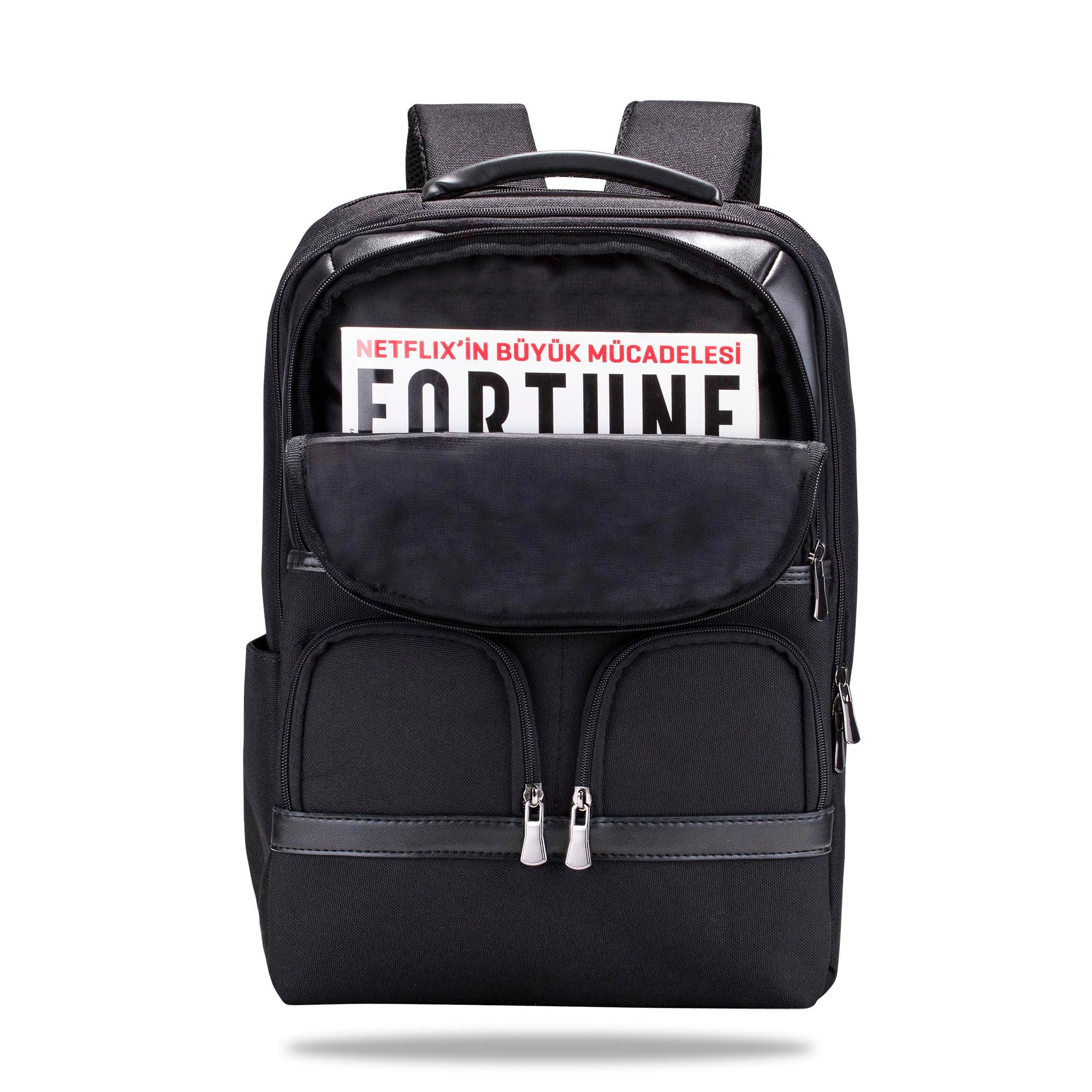 Classone BP-BS200 Business VIP B2 -Serisi 15.6 inch Uyumlu WTX Pro Su Geçirmez Kumaş Laptop Sırt Çantası -Siyah 