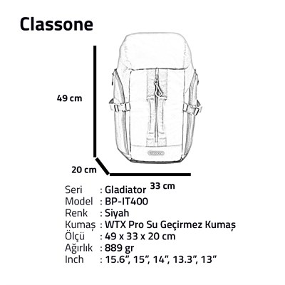 Classone BP-IT400 Venedik Serisi Sırt Çantası 15.6 