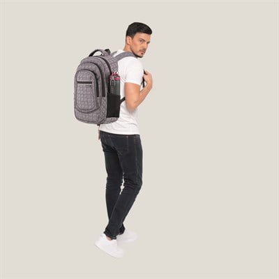 Classone BP-L206 Palermo Serisi WTXpro Su Geçirmez Kumaş 15,6 inch Sırt Çantası – Kareli Gri