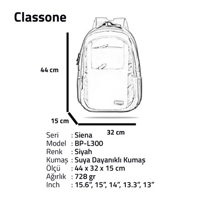 Classone BP-L300 Siena Serisi Large Sırt Çantası