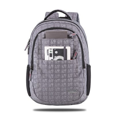 Classone BP-L306 Siena Serisi WTXpro Su Geçirmez Kumaş 15,6 inch Sırt Çantası – Kareli Gri