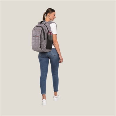 Classone BP-L306 Siena Serisi WTXpro Su Geçirmez Kumaş 15,6 inch Sırt Çantası – Kareli Gri