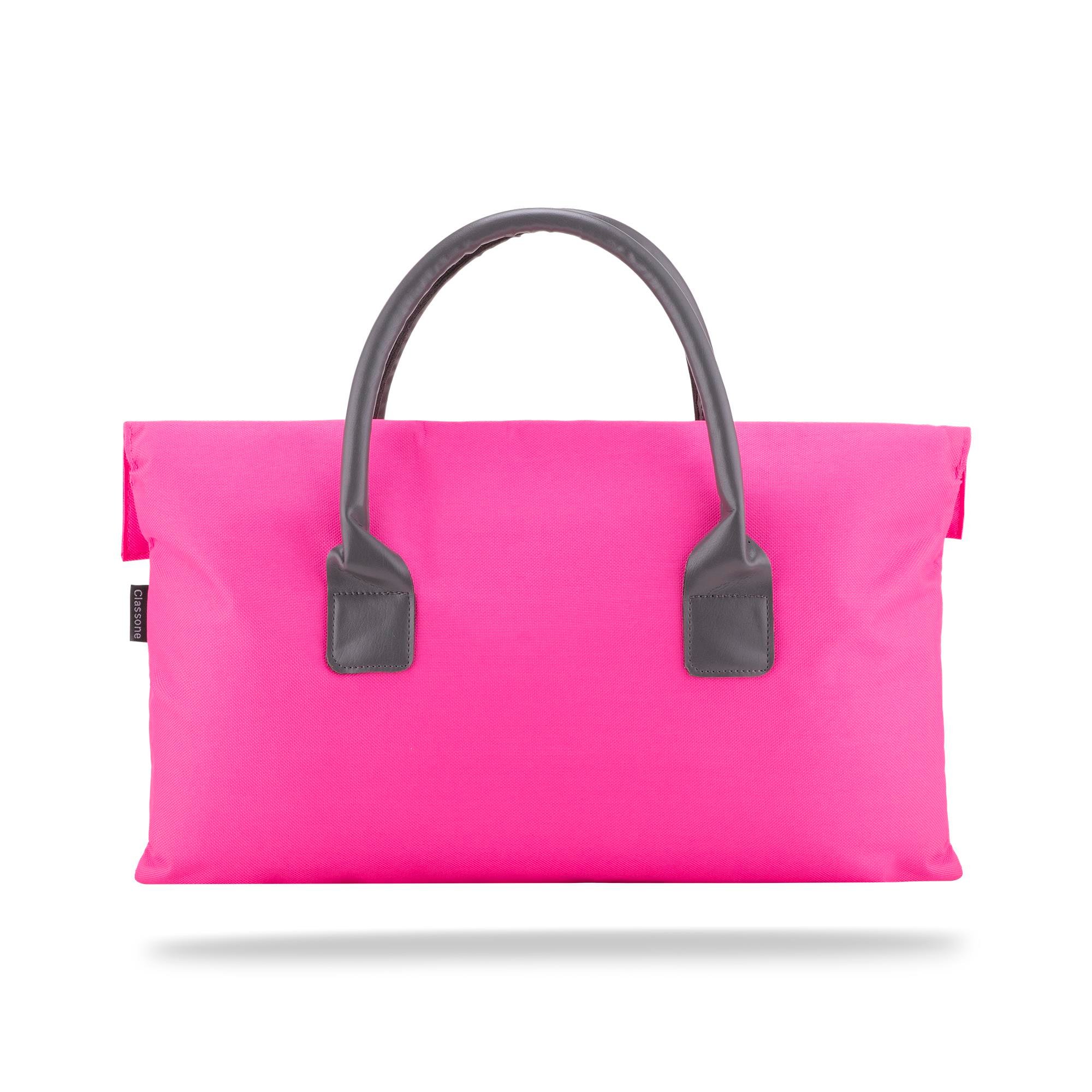 Classone BYN-EL006 WTXPro Su Geçirmez Kumaş 13-14 inch Bayan Laptop El Çantası- Tote Bag- Pembe