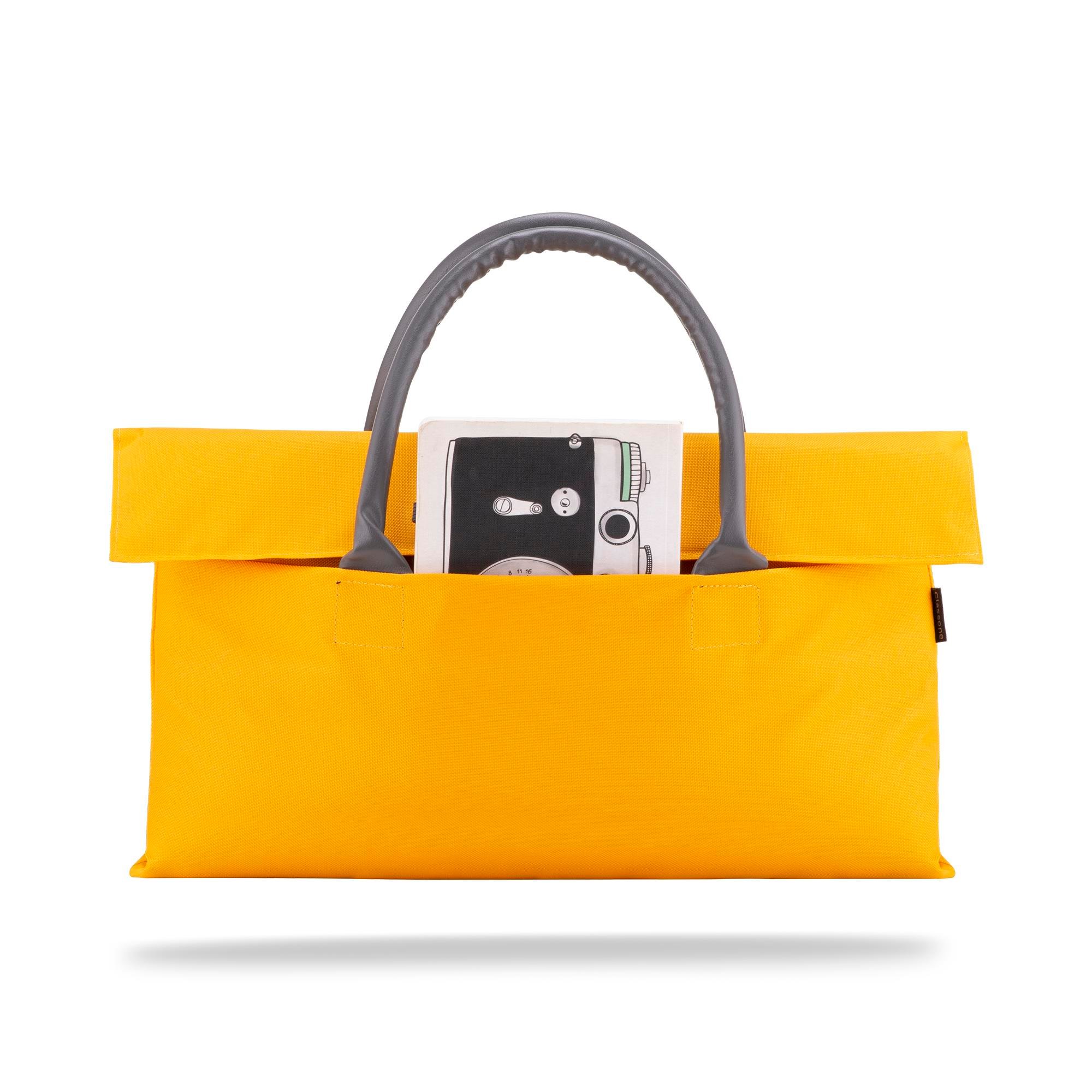 Classone BYN-EL008 WTXPro Su Geçirmez Kumaş 13-14 inch Bayan Laptop El Çantası- Tote Bag – Sarı