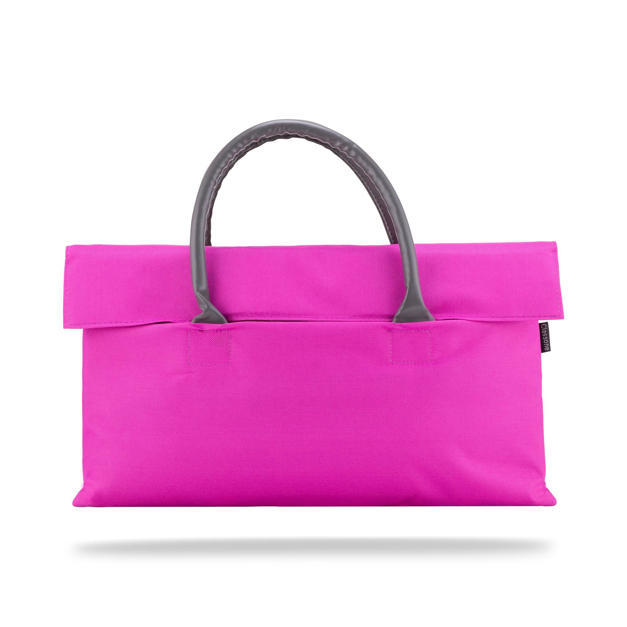 Classone BYN-EL009 WTXPro Su Geçirmez Kumaş 13-14 inch Bayan Laptop El Çantası- Tote Bag- Fuşya