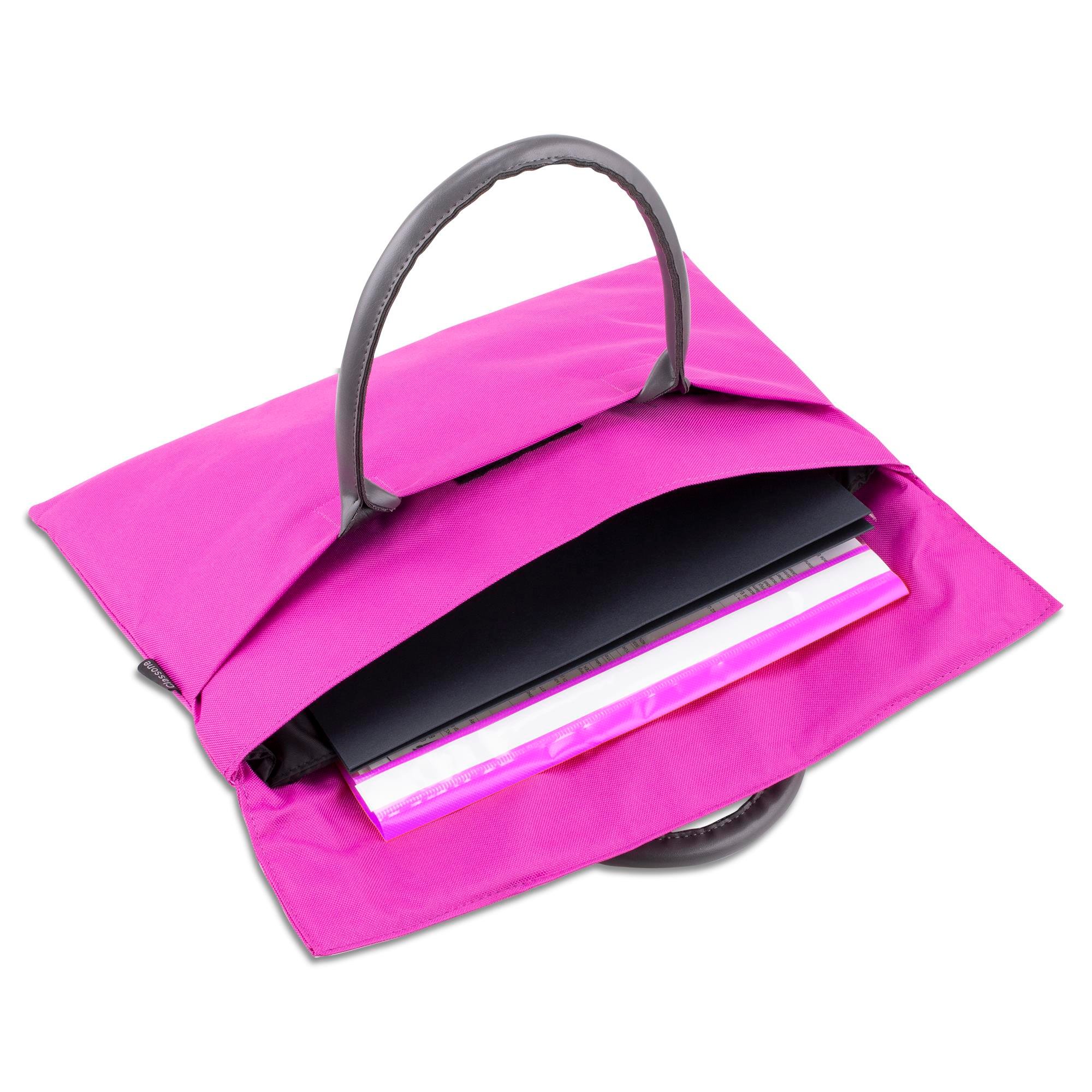 Classone BYN-EL009 WTXPro Su Geçirmez Kumaş 13-14 inch Bayan Laptop El Çantası- Tote Bag- Fuşya