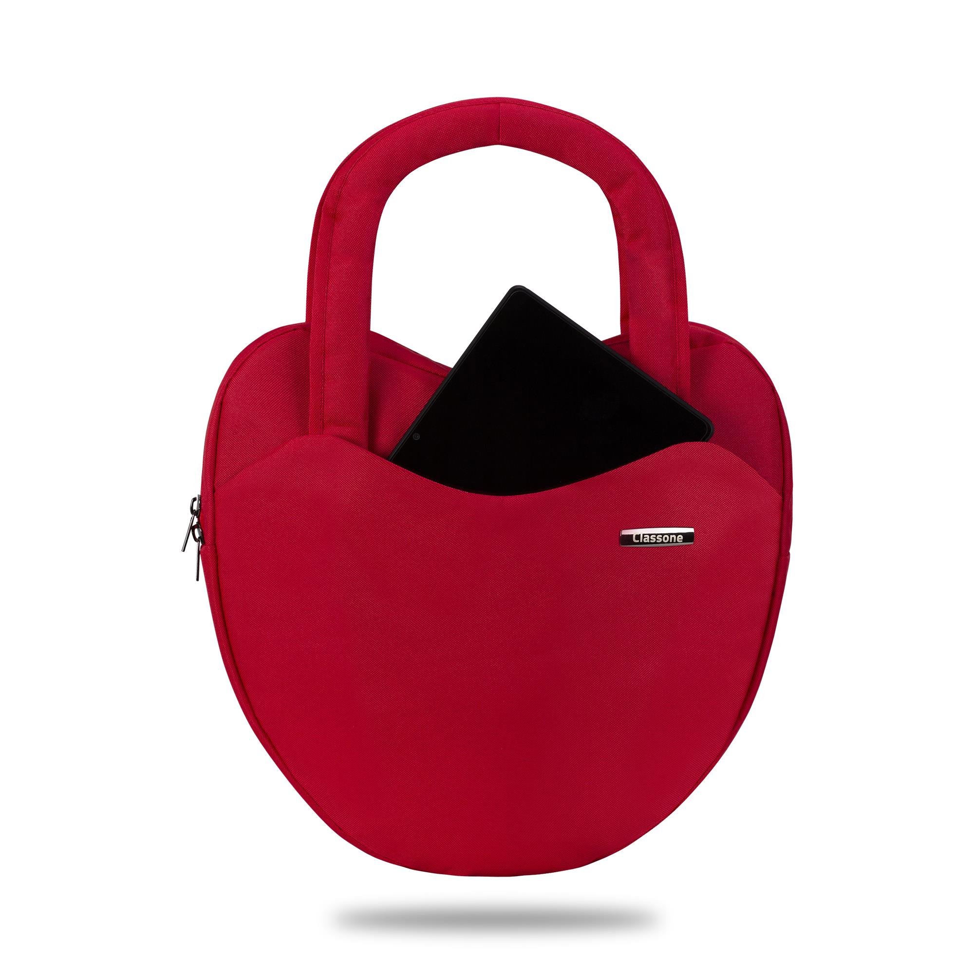 Classone LOVE1402 13/14 inch uyumlu Macbook,  Macair , Lenovo , Hp laptop El Çantası -Kırmızı