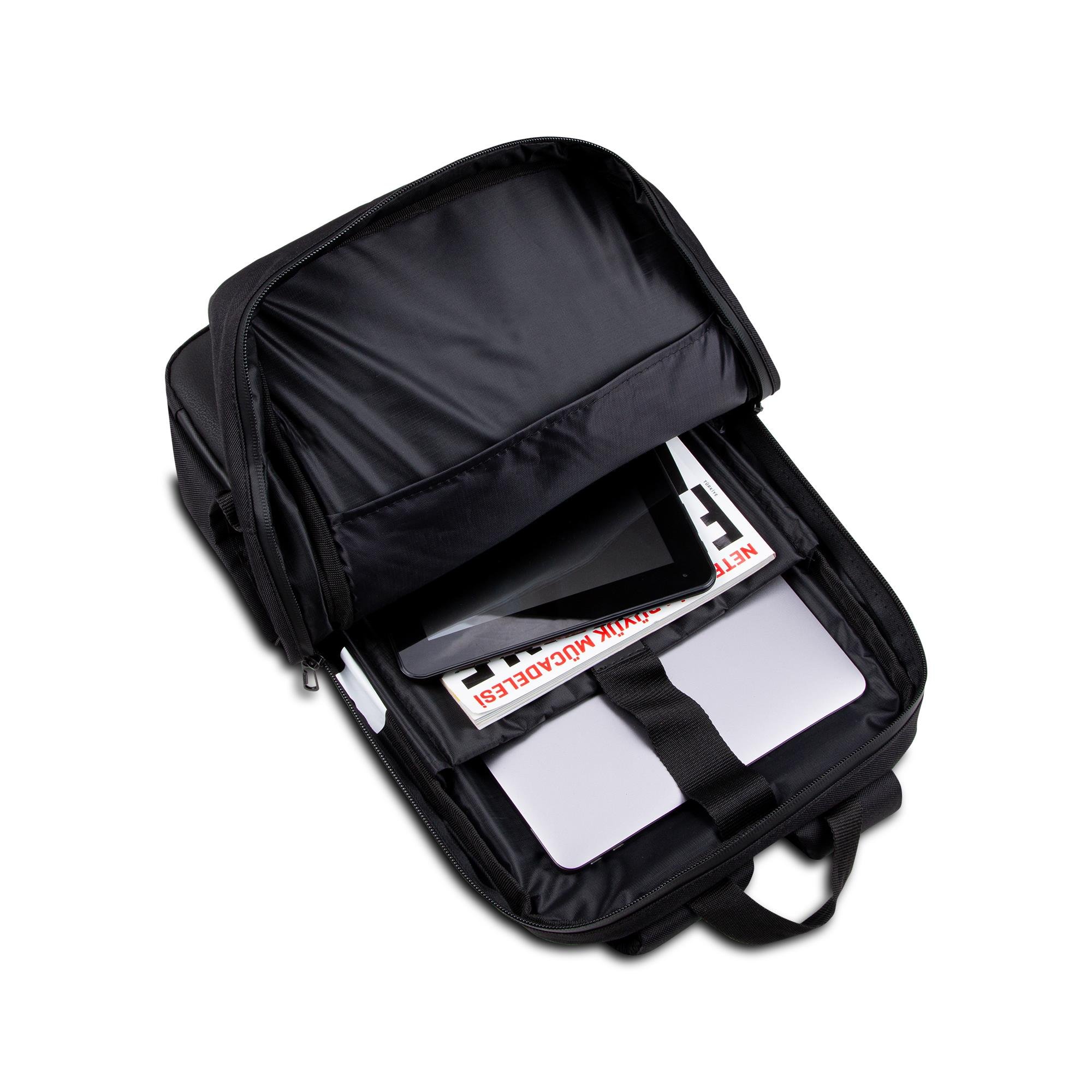 Classone Mila BP-TX300 Combo Serisi 15,6 inch , Su Geçirmez Kumaş ve Su Geçirmez fermuar Notebook, Laptop , Macbook  Sırt Çantası -Siyah