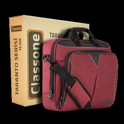Classone Taranto Serisi 14 inch Laptop El Çantası -Bordo