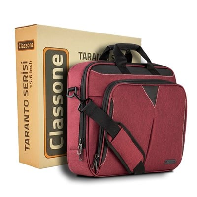 Classone Taranto Serisi 15.6 inch Laptop El Çantası -Bordo