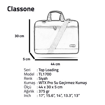 Classone TL1700 Top Loading Serisi-17.3 inch Uyumlu-Siyah