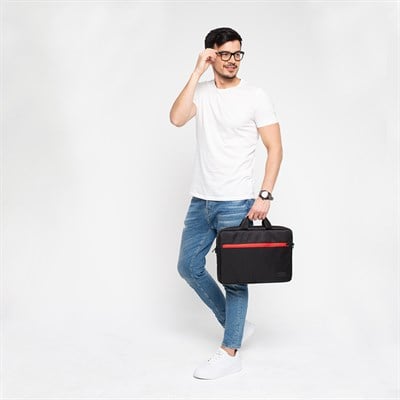 Classone W-TX10 Serisi WTXpro Su Geçirmez Kumaş, Su Geçirmez Fermuar W-TX10FK 15.6 inch Uyumlu Macbook, Notebook, Laptop, Tablet Taşıma Çantası-Siyah/Kırmızı