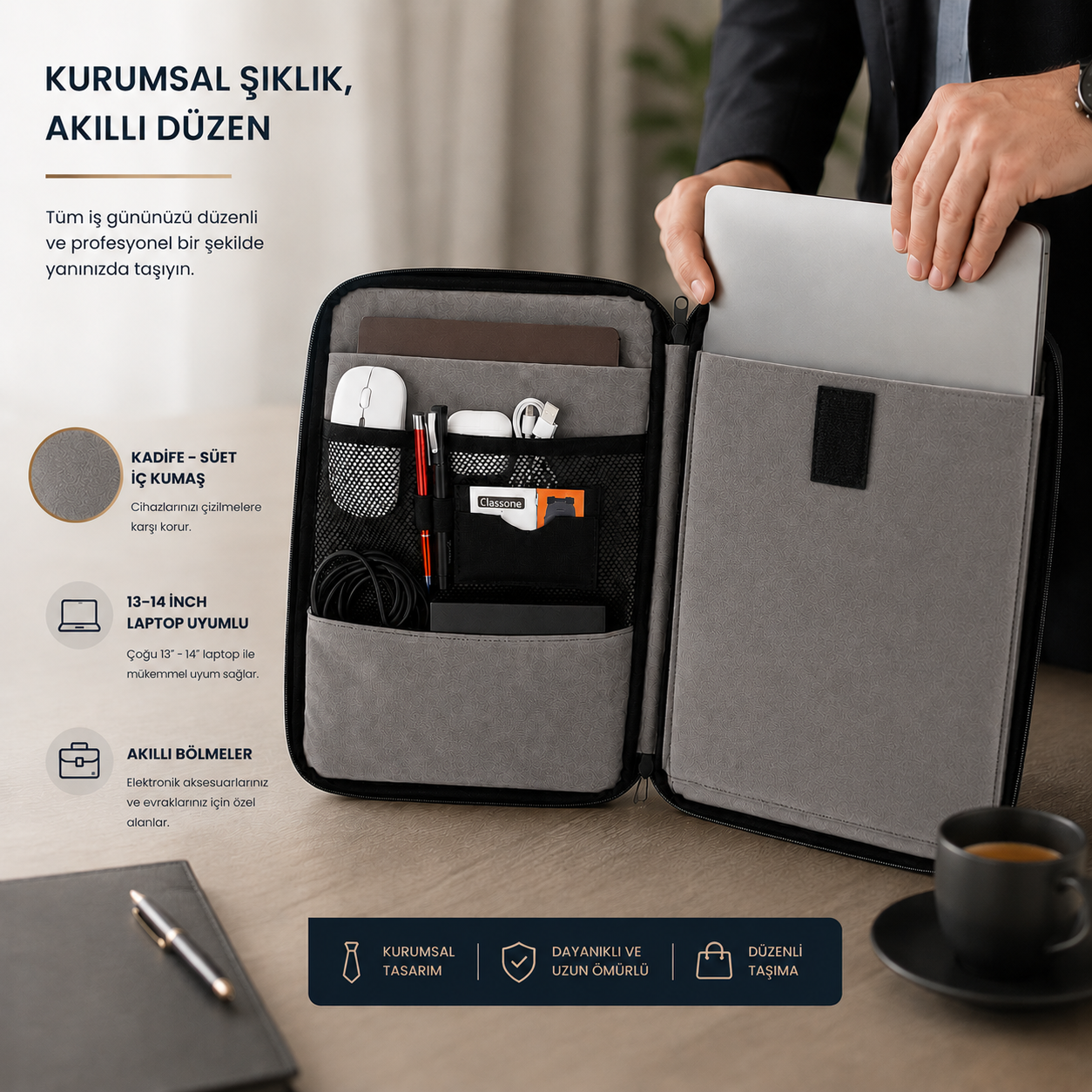 Mila 3in1 Serisi MLK146 13,14 inch Uyumlu Tablet, Laptop El ve Omuz Çantası – Pembe