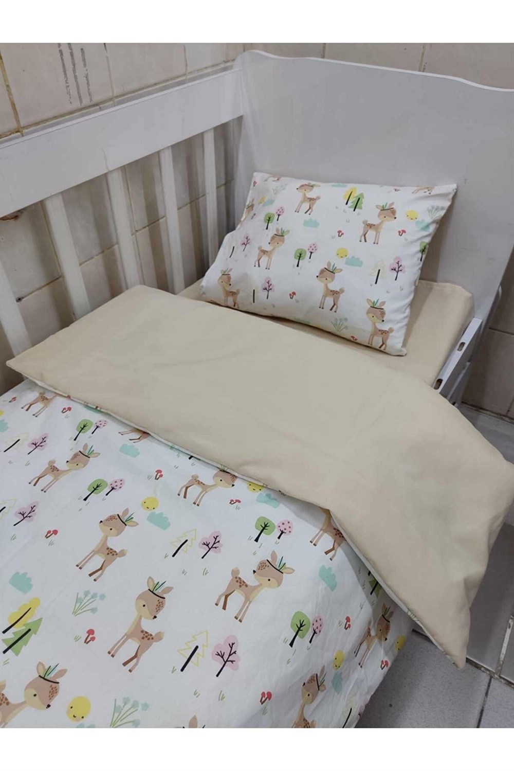 Bebek Özel 60x120 Beşik İçin Pamuklu Bebek Nevresim Takımı