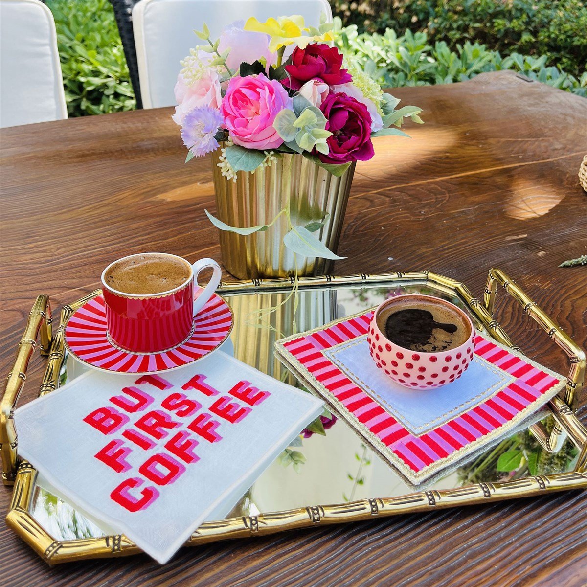 But First Coffee Desenli Love Bird Uyumlu Kokteyl Peçetesi - ( 1 Adet YENİ RENK )
