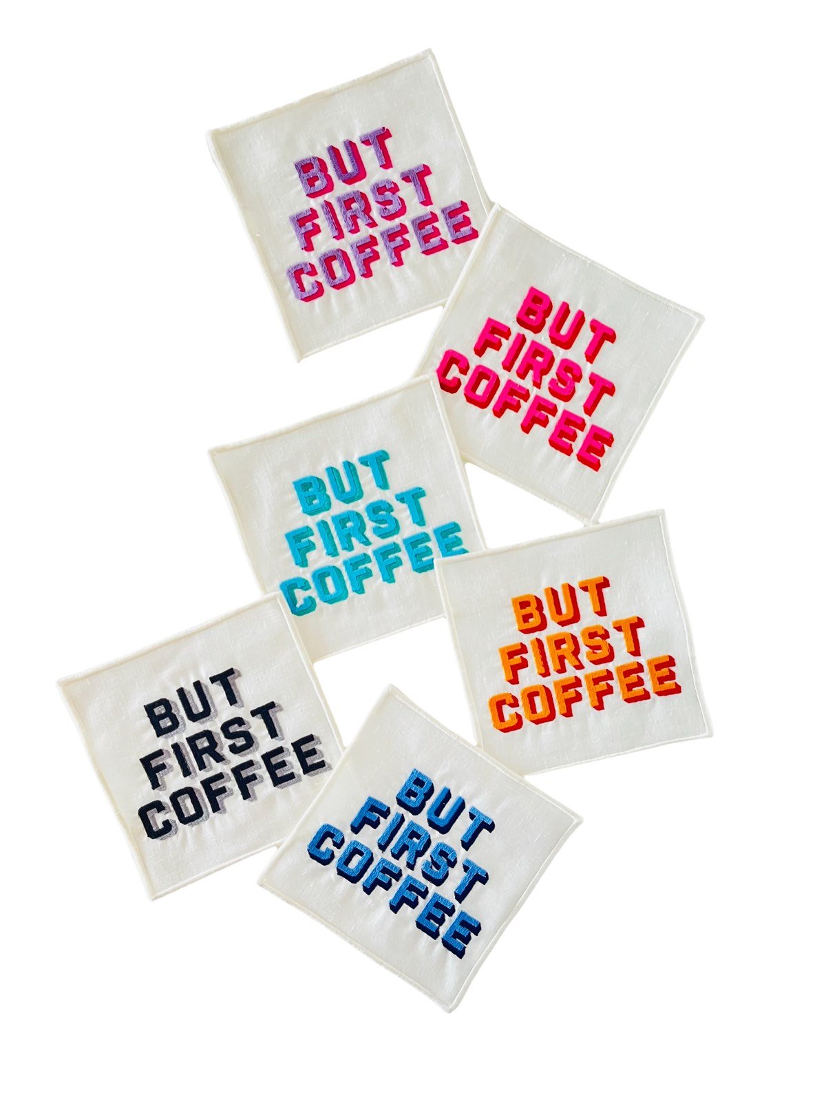 Dekoratif But First Coffee Desenli Kokteyl Peçetesi - 1 Adet Siyah Nakışlı