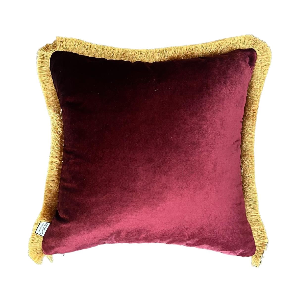 Dekoratif Leopar Desenli Bordo Kadife Kırlent Kılıfı 45 x 45 cm