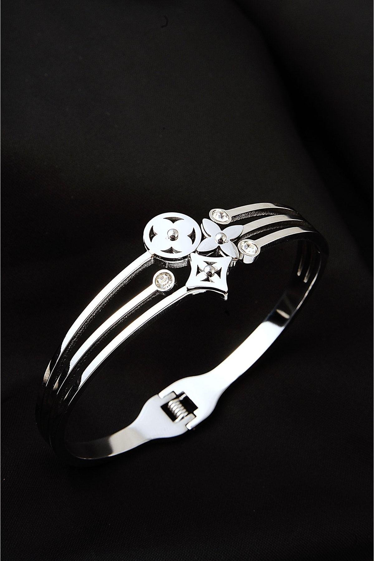 Çelik Van Cleef Tasarımlı Gold Renkli Kelepçe Bileklik