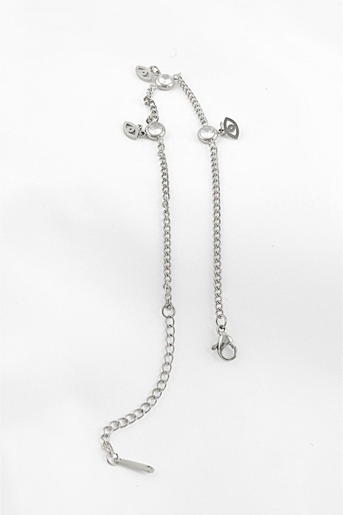 Çelik Yüksek Kaliteli Göz Figürlü Zincirli Bileklik