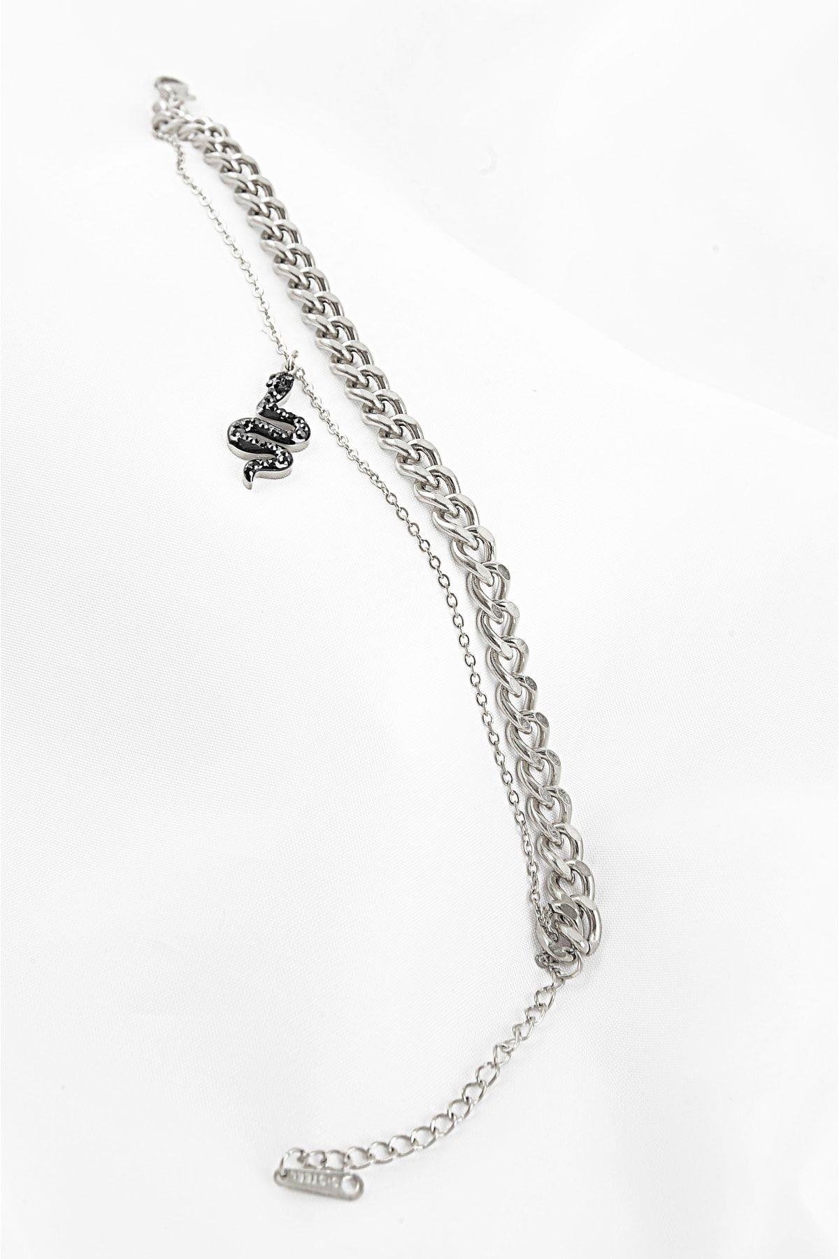 Çelik Yüksek Kaliteli Yılan Figürlü Zincirli Bileklik