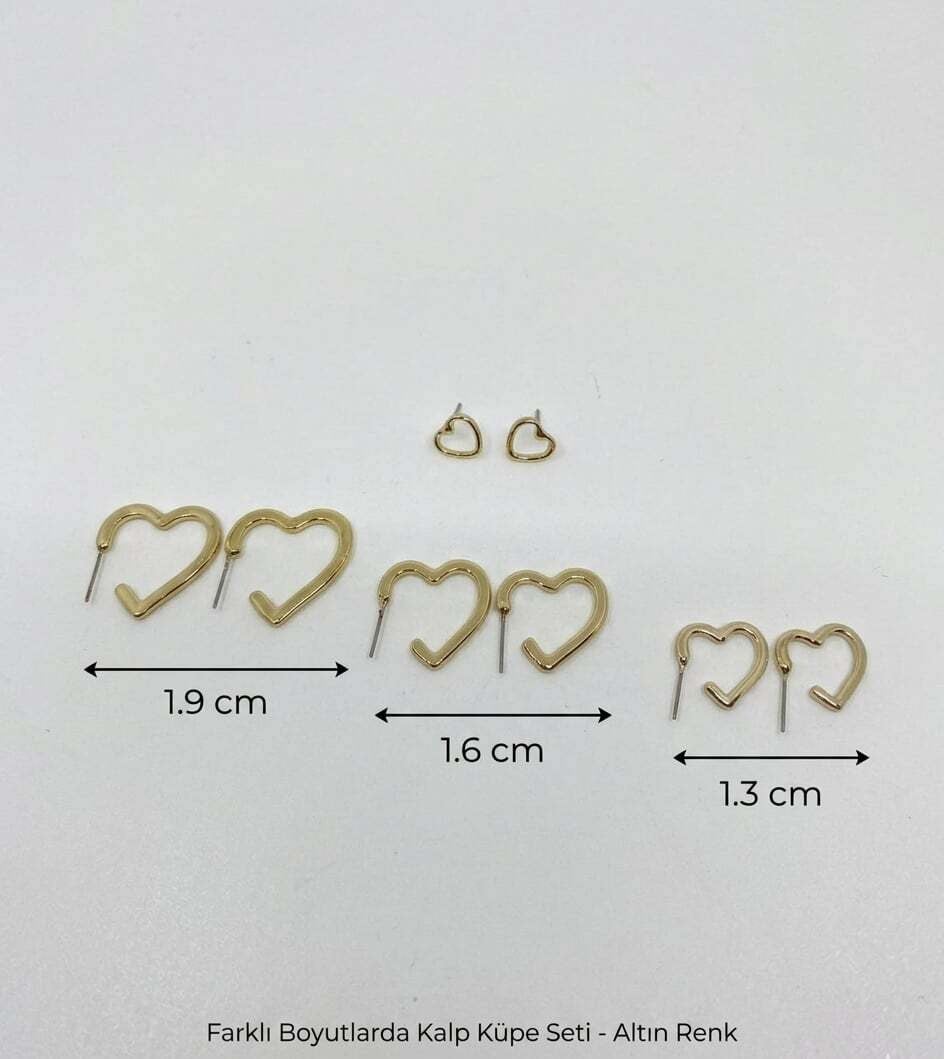 KalpTasarım 4 Boy 4'lü Gold Renk Küpe Seti