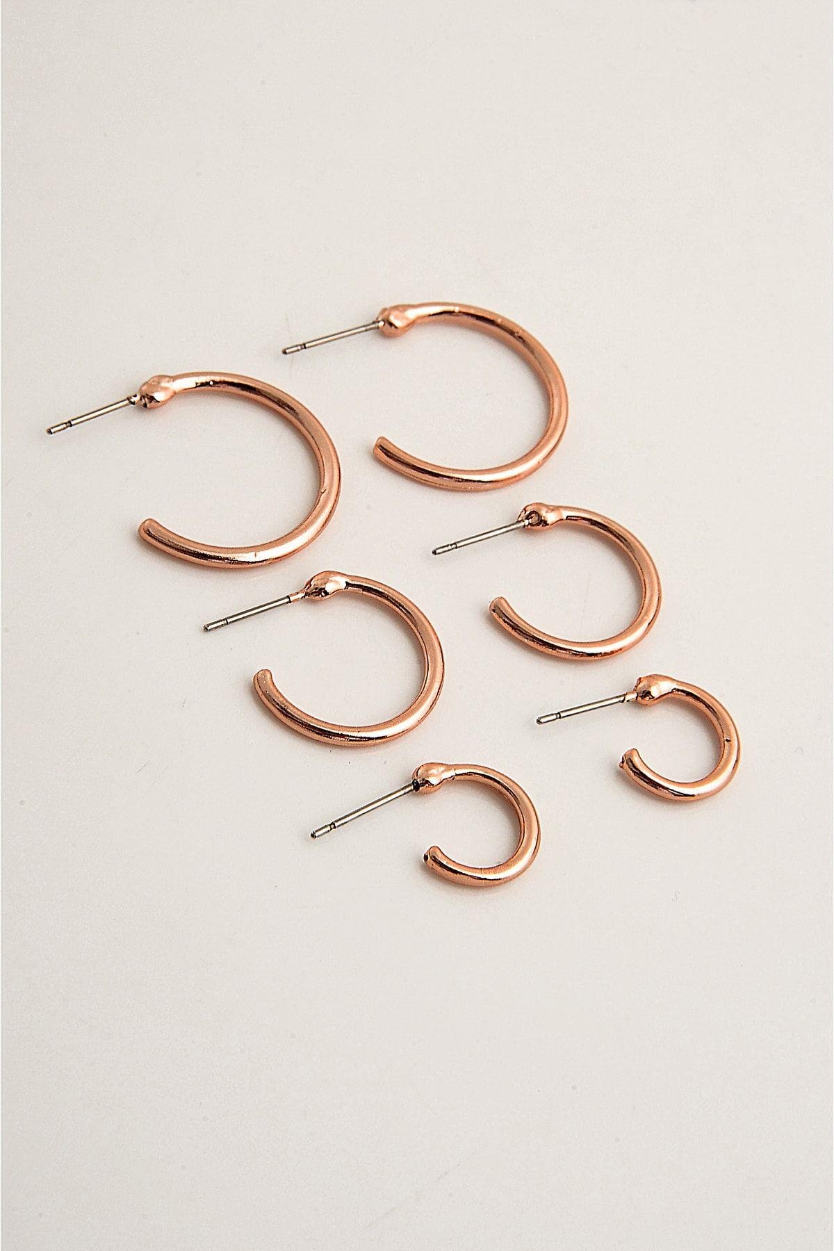 Rose Renkli 6lı Halka Küpe Seti