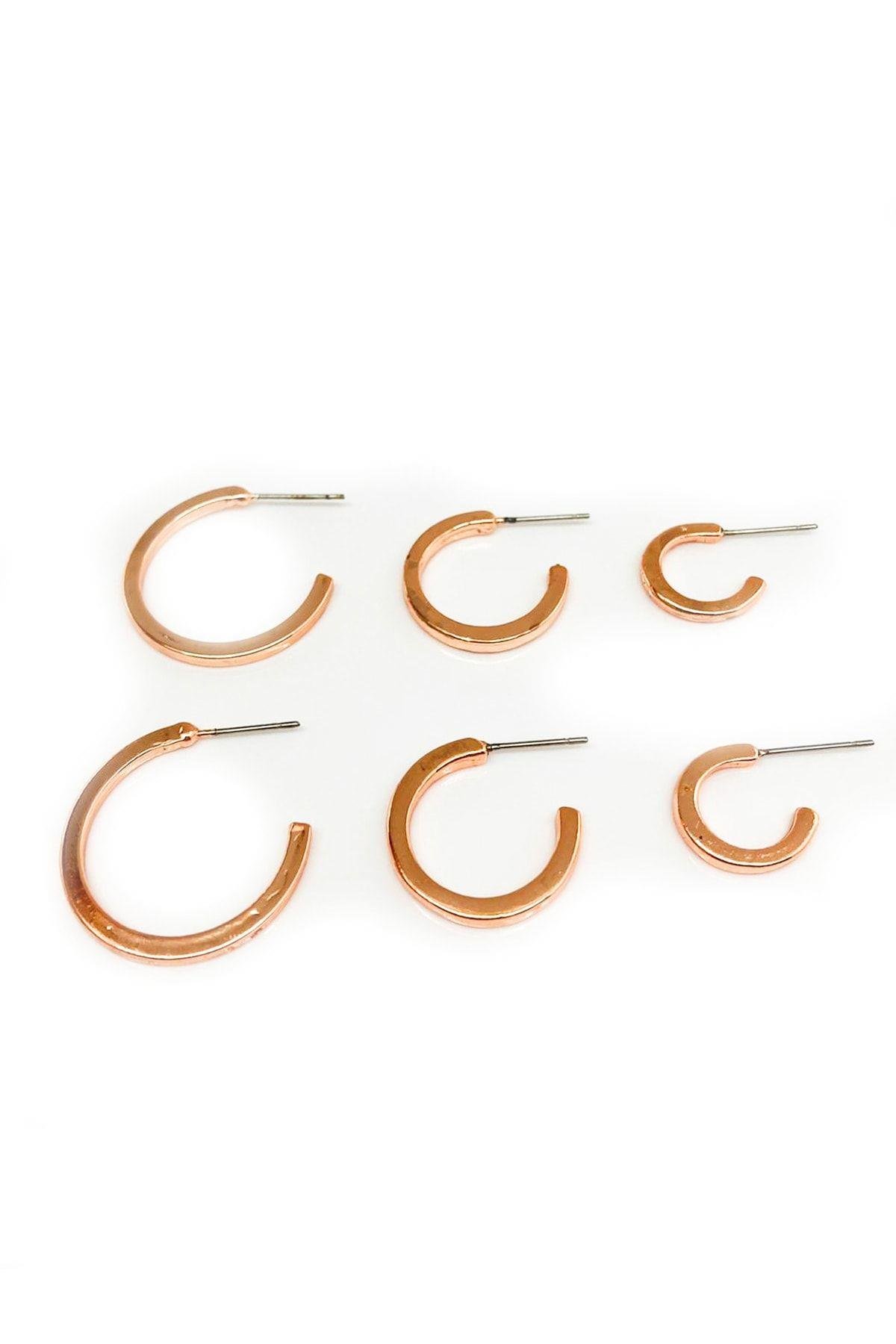 Rose Renkli 6lı Halka Küpe Seti