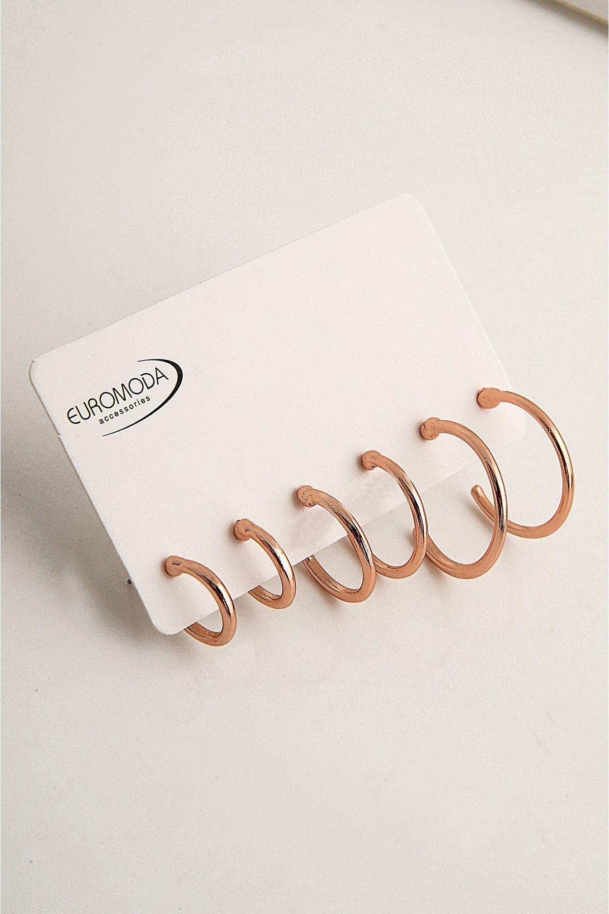 Rose Renkli 6lı Halka Küpe Seti