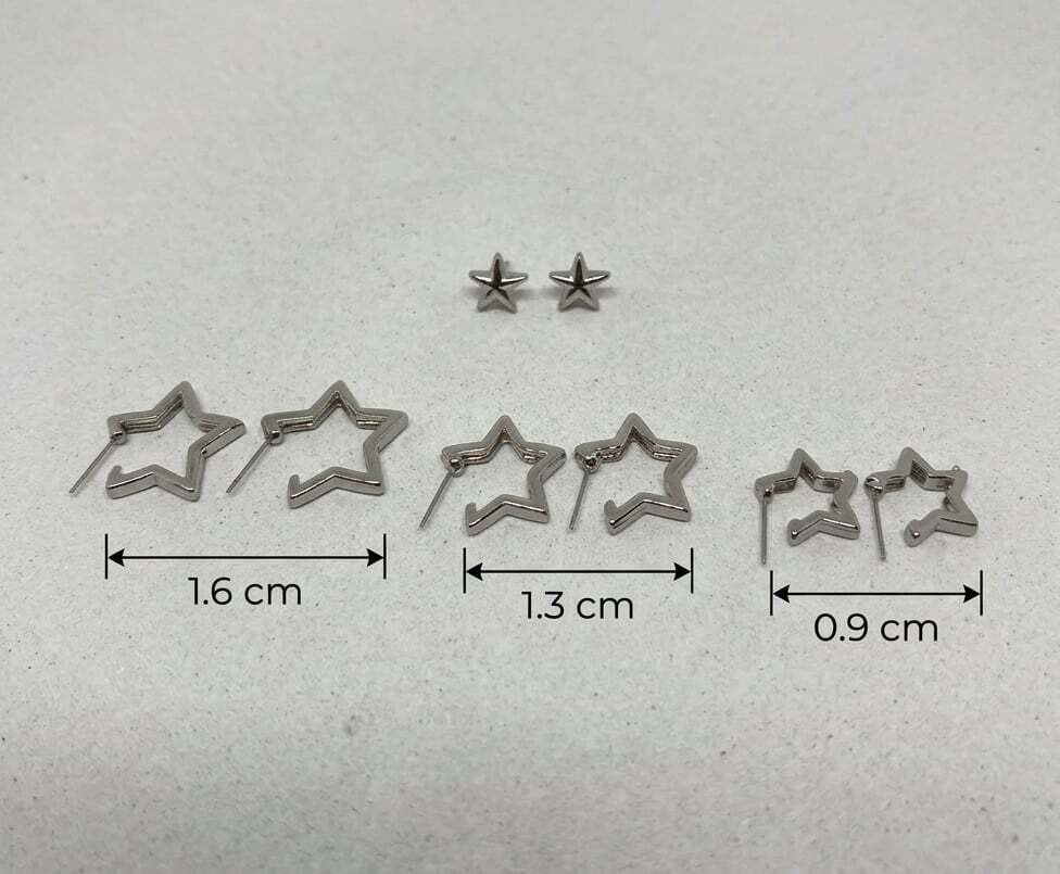 Yıldız Tasarım 4 Boy 4'lü Gümüş Renk Küpe Seti