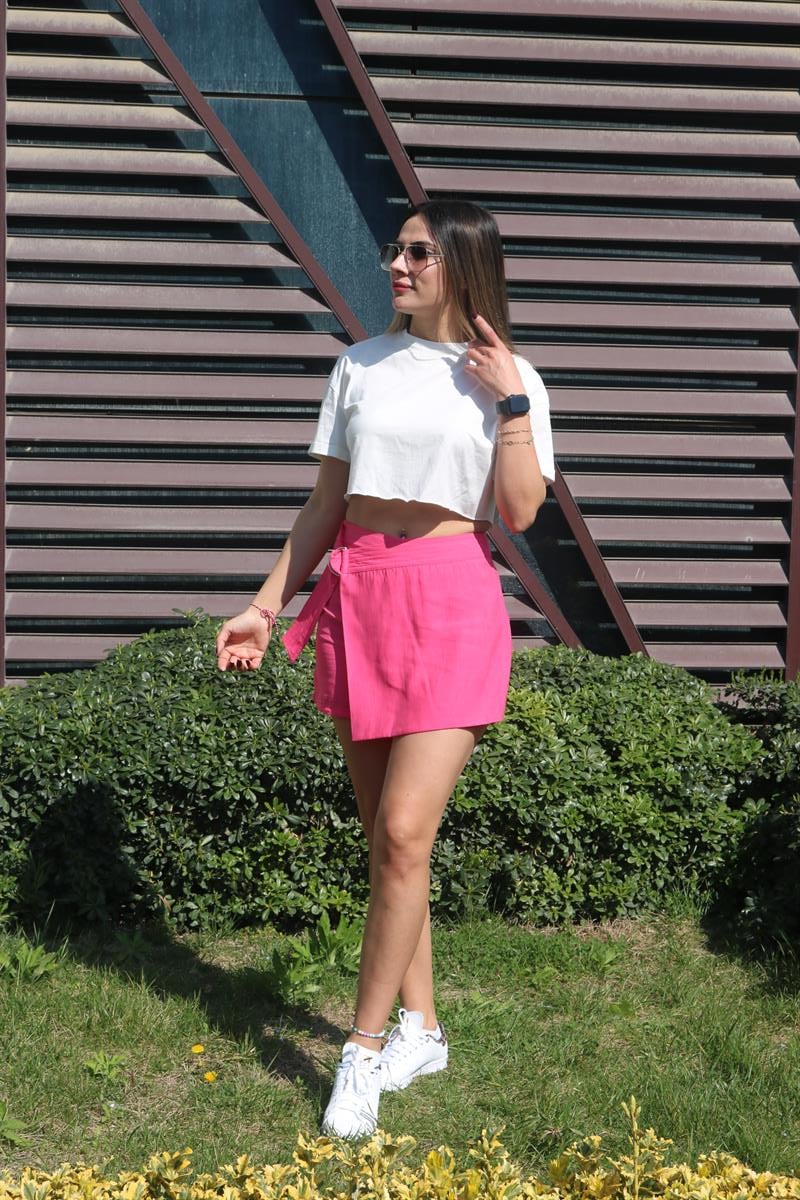 Beyaz basic crop tişört