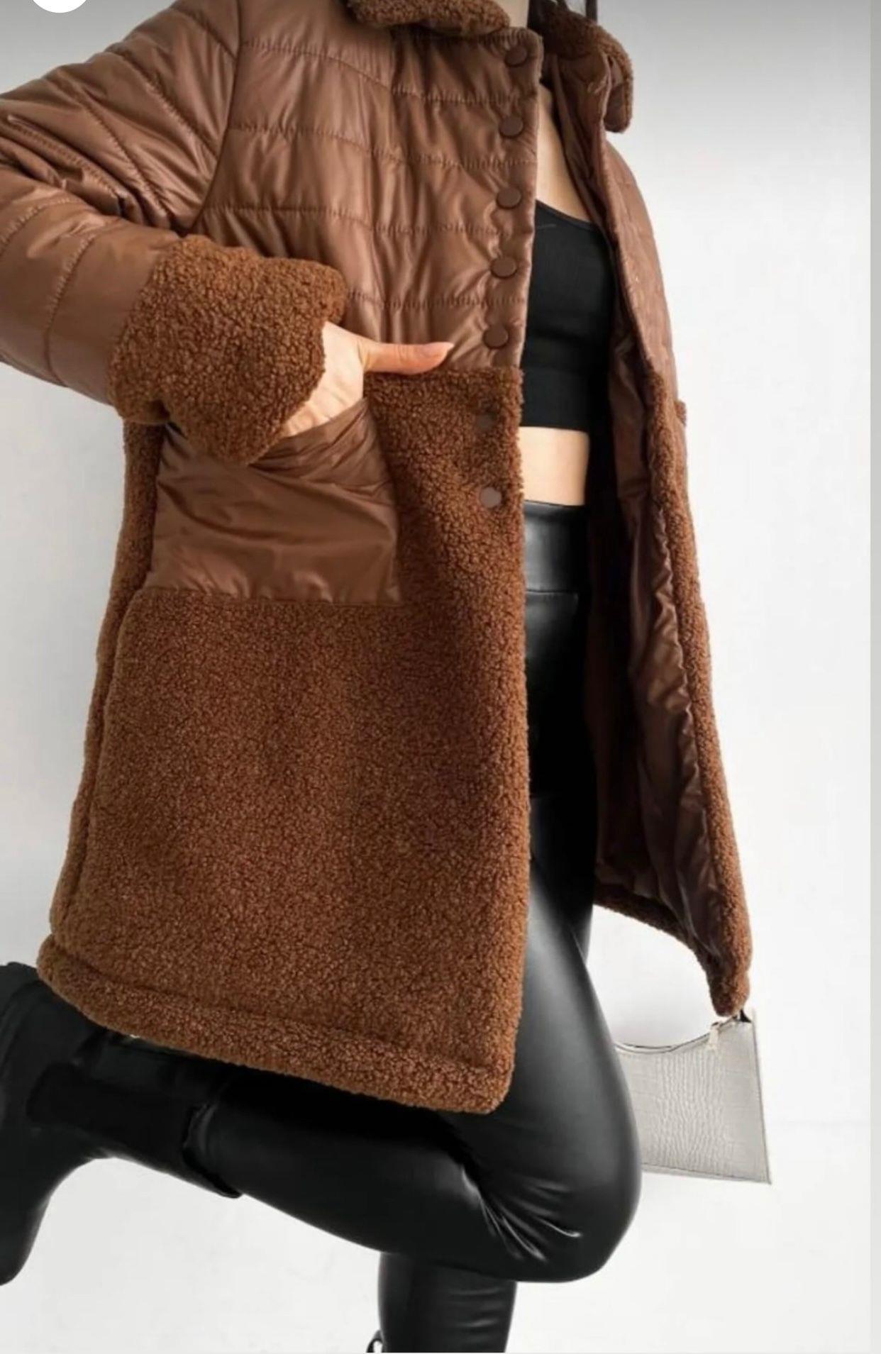 BySoloCollection Kürt Detaylı Kapitone Taba Mont