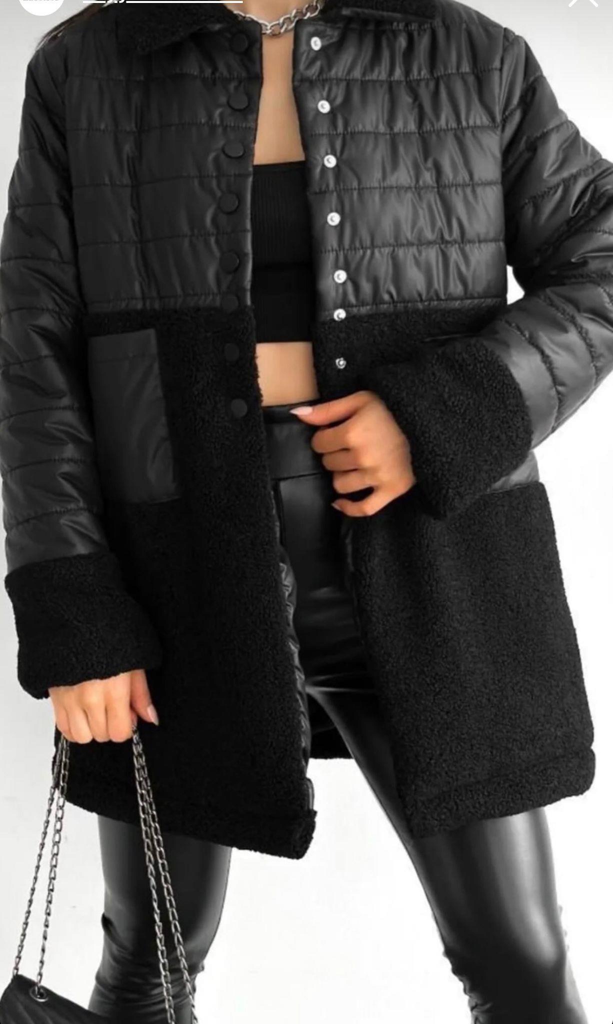 BySoloCollection Kürt Detaylı Kapitone Siyah Mont