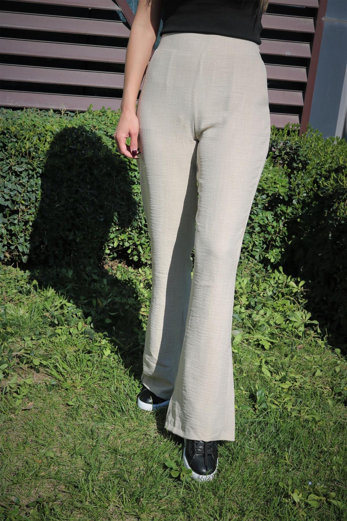 Krem ispanyol paça pantolon