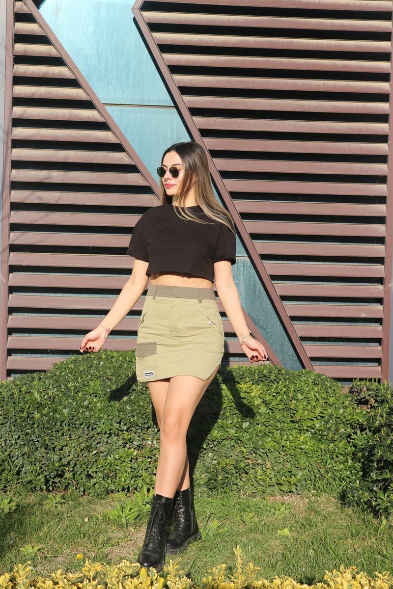 Siyah basic crop tişört