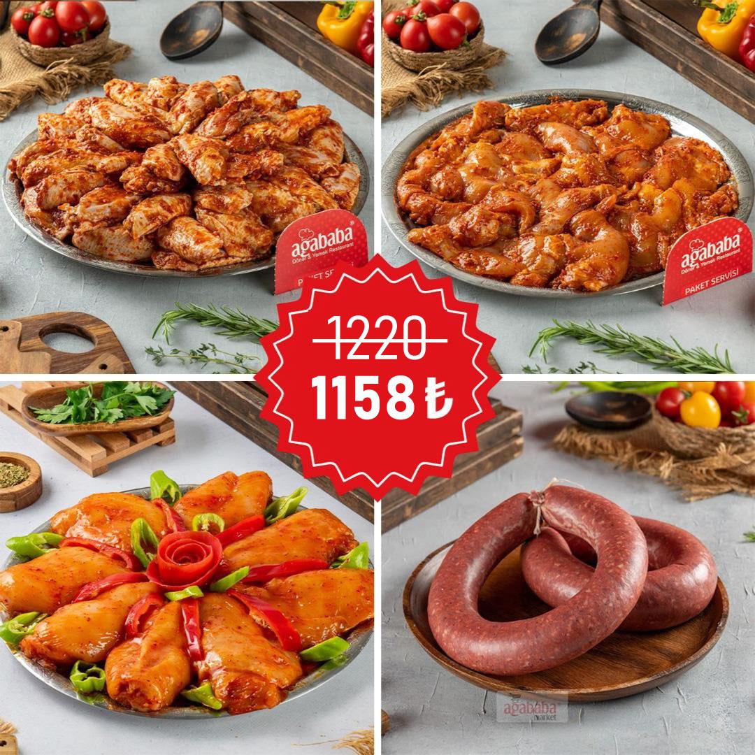 Ekonomik Mangal Paketi: Soslu Tavuk Kanat, Soslu Tavuk Pirzola, Soslu Tavuk Bonfile, Kangal Sucuk