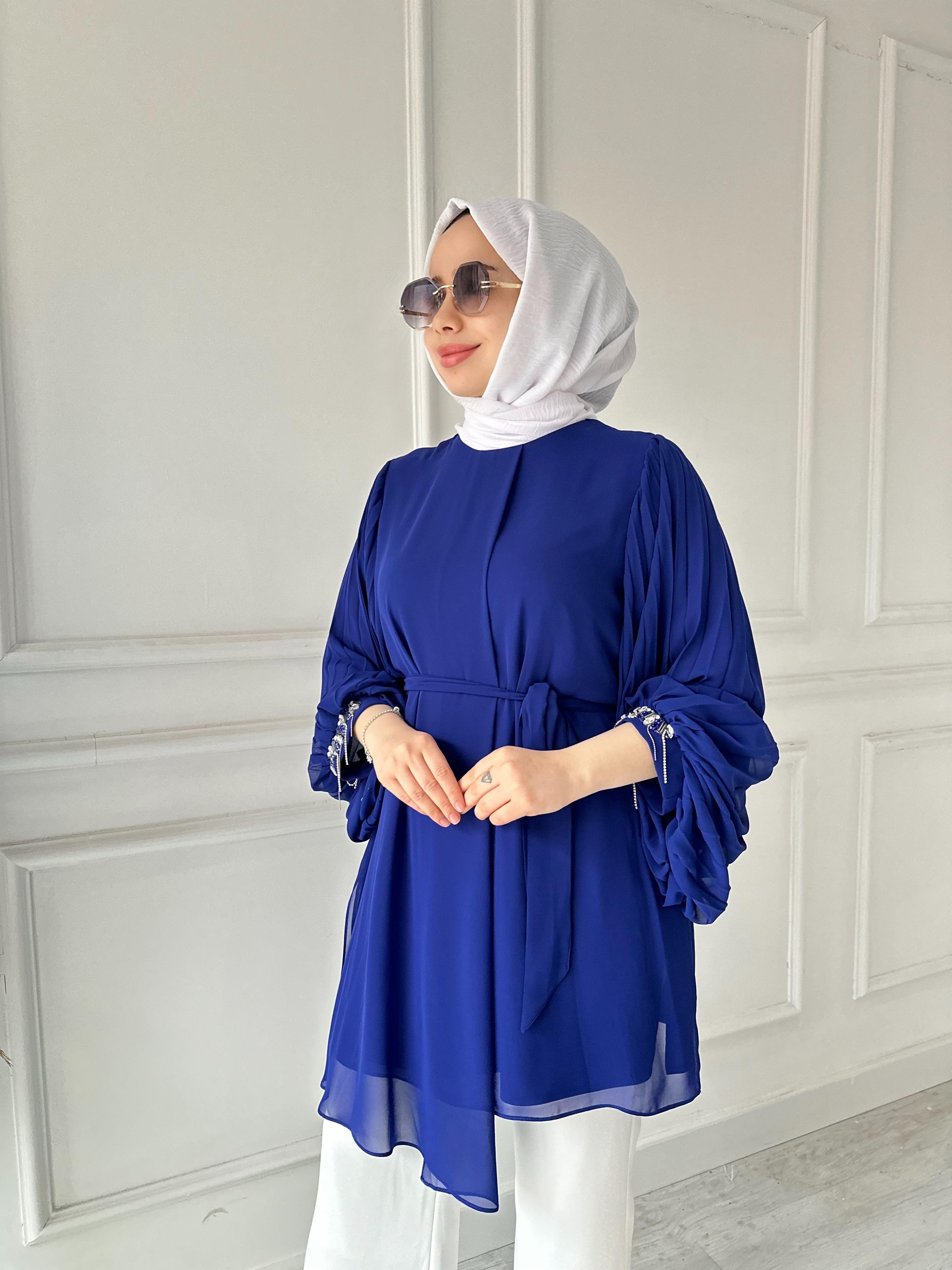 Kolu Taşlı Abiye Tunik 50257 Saks