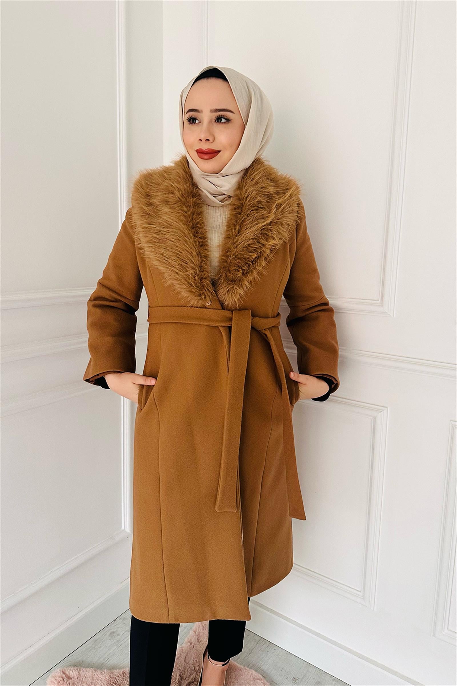 Yaka Kürklü Kaban 5470 Kahve