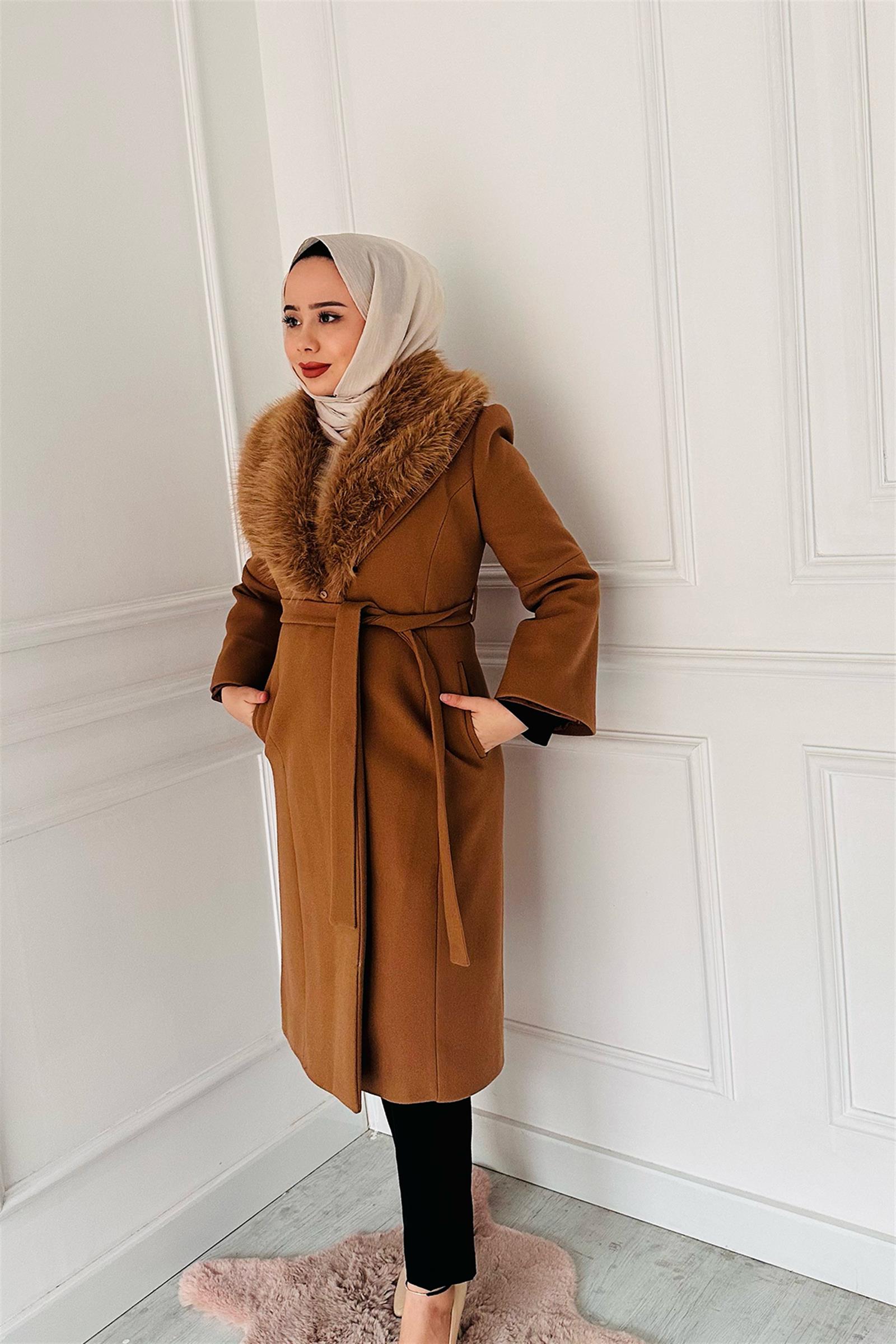 Yaka Kürklü Kaban 5470 Kahve