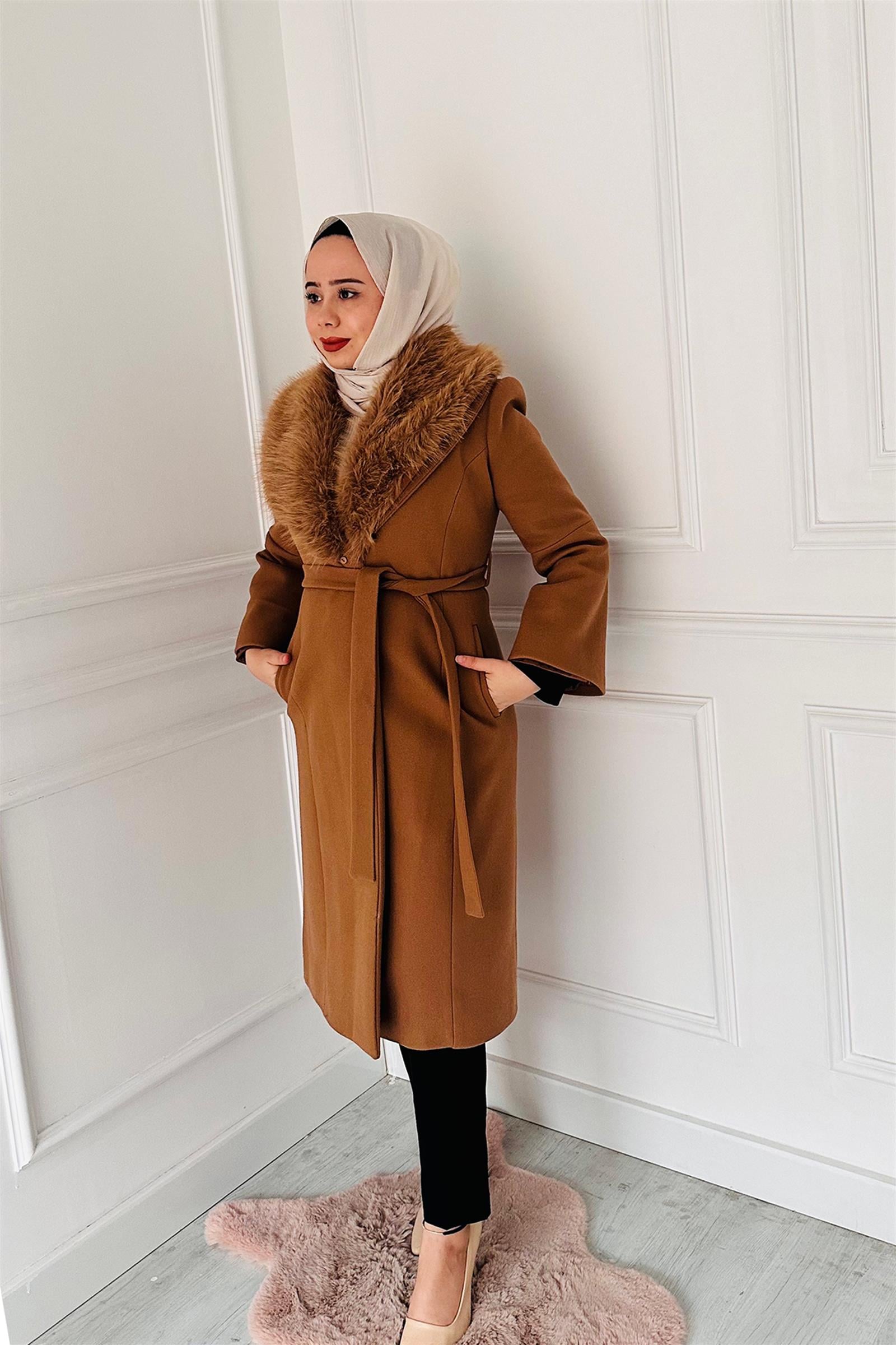 Yaka Kürklü Kaban 5470 Kahve