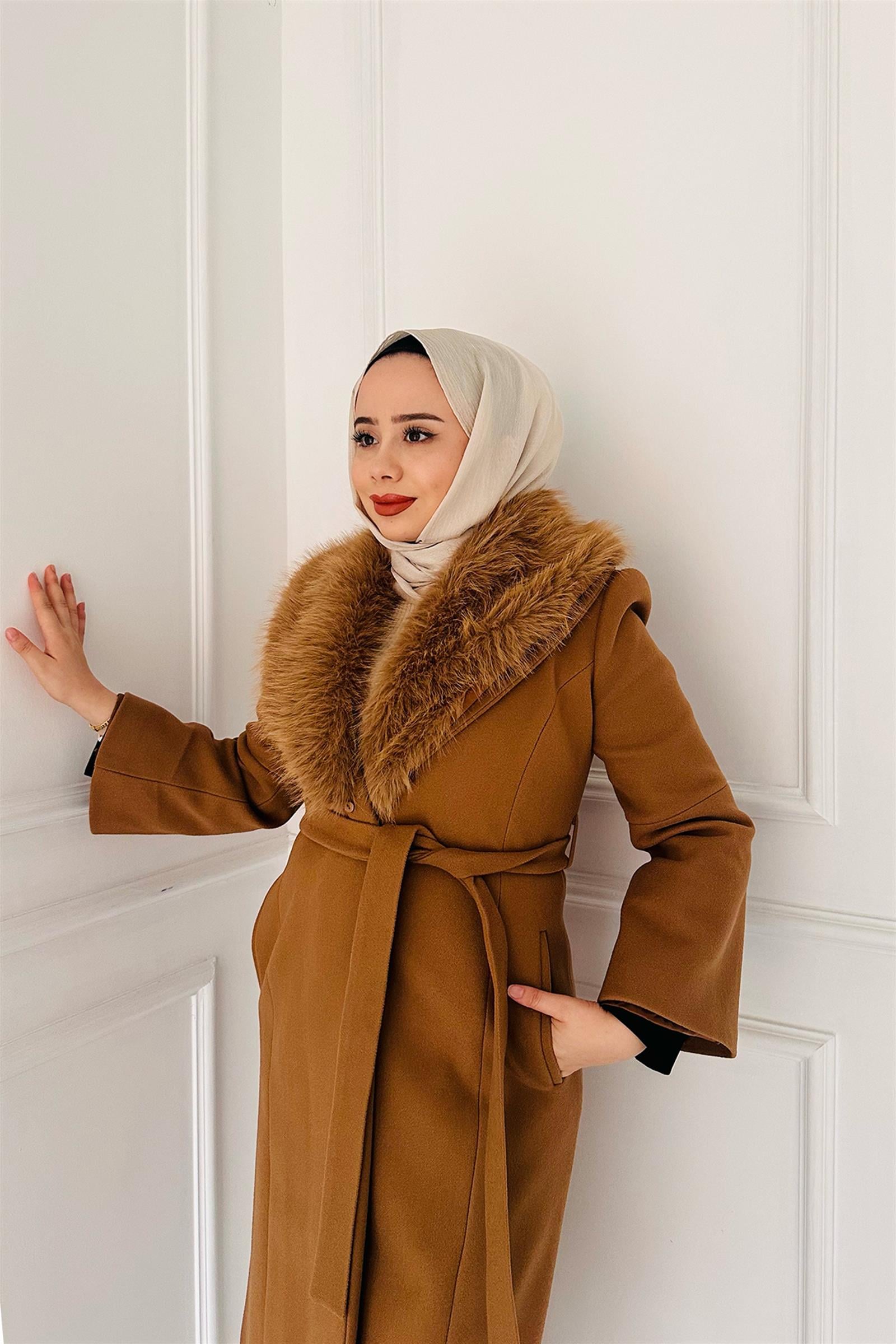 Yaka Kürklü Kaban 5470 Kahve