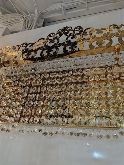 Nakış İşlemeli Büyük Boy Oktagon Taşlı Gold Aplik