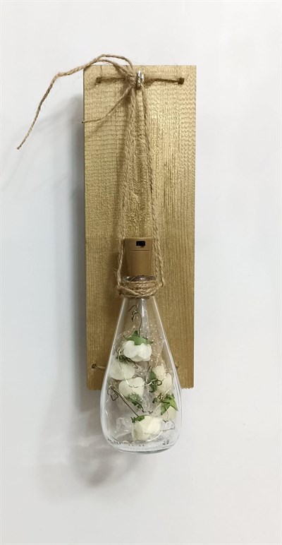 Rose Dekoratif Ahşap Peri Led Işıklı Şişe Pilli Aplik