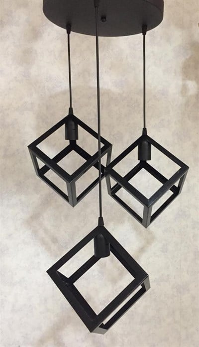 Zar Üçlü Siyah Modern Avize