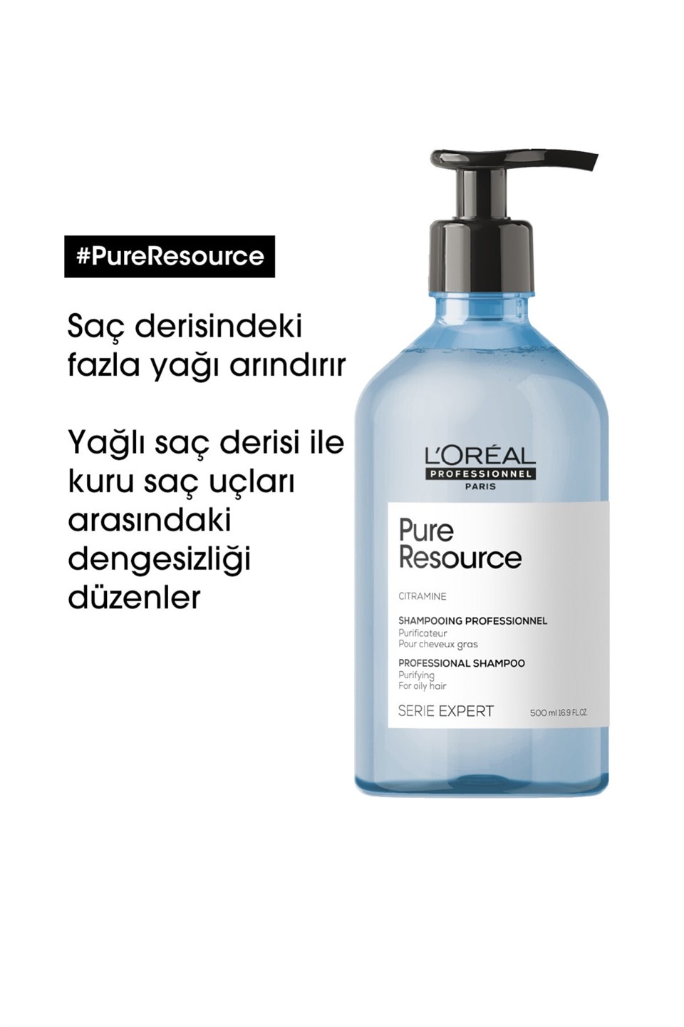 Serie Expert Pure Resource Yağlı Saçlar Için Arındırıcı Şampuan 500 Ml