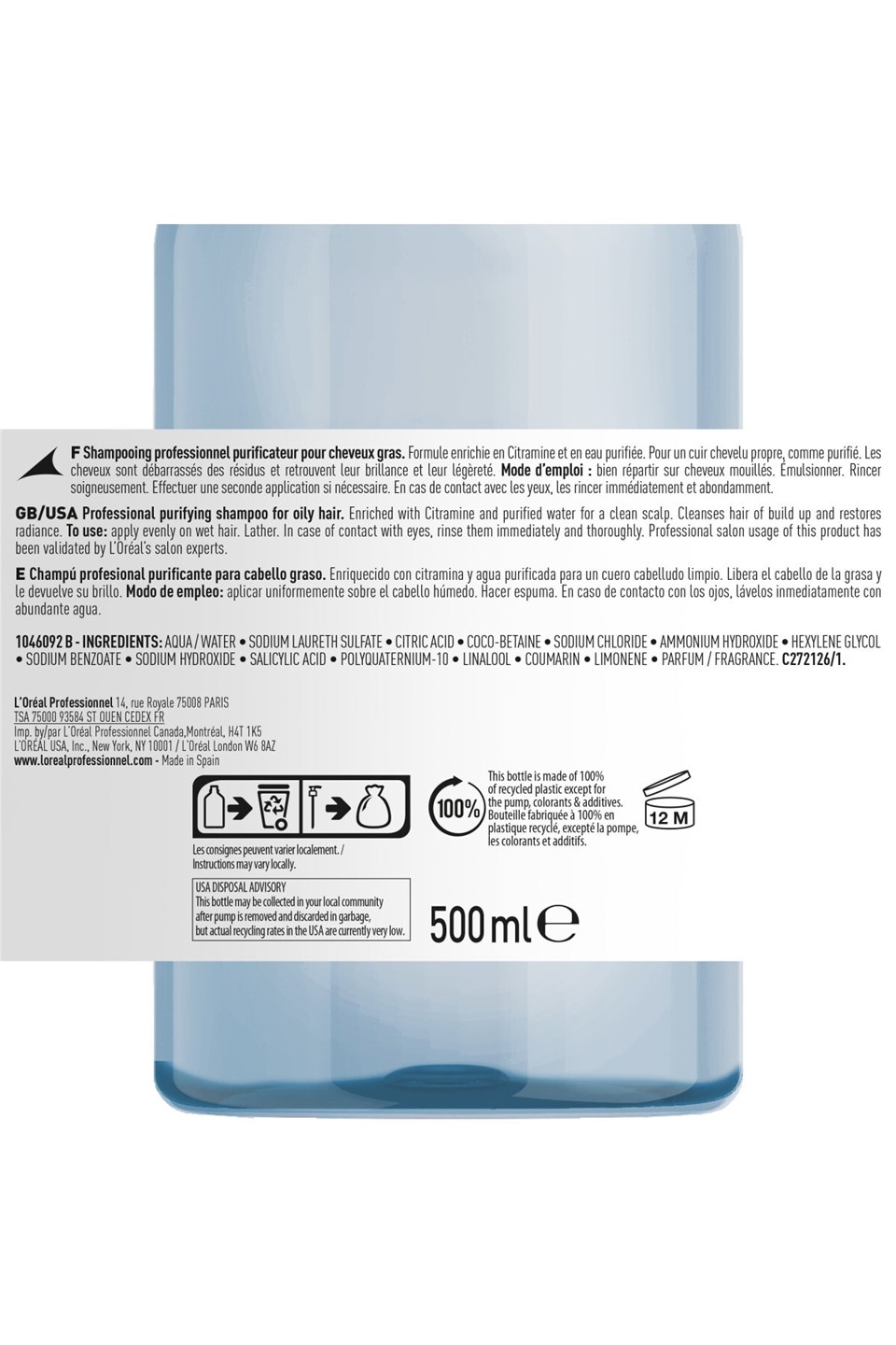 Serie Expert Pure Resource Yağlı Saçlar Için Arındırıcı Şampuan 500 Ml