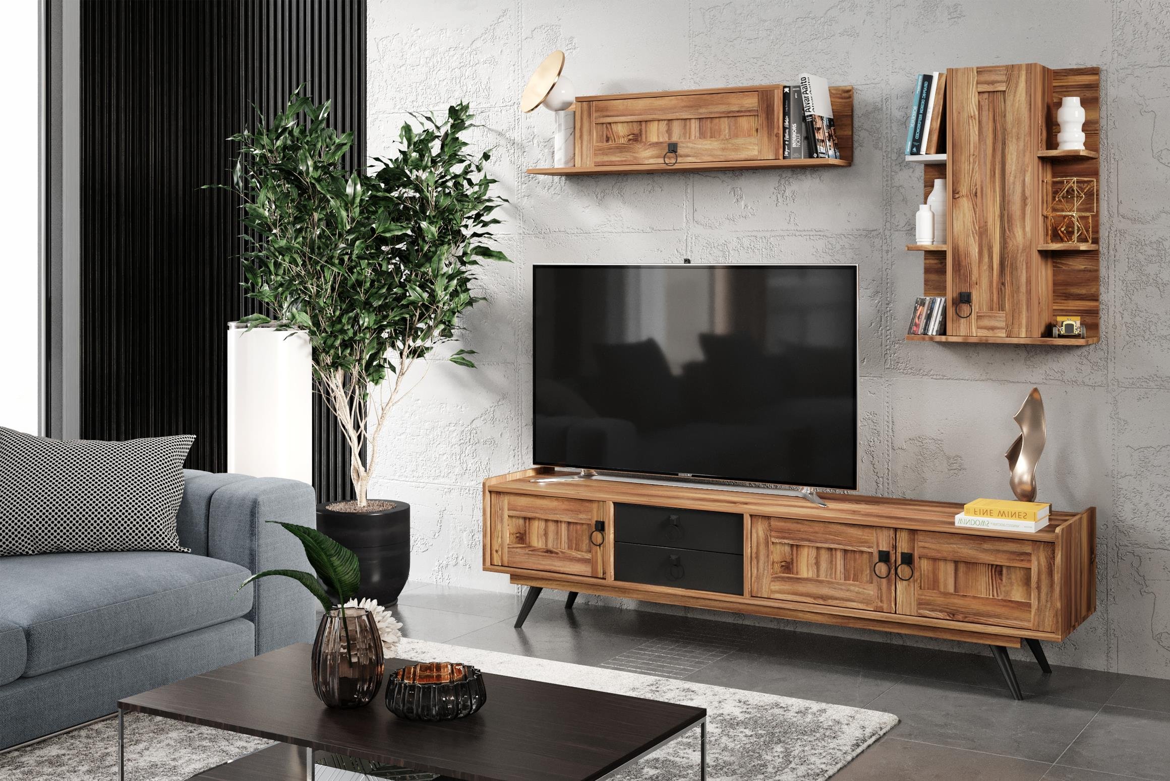 Ekonomik Tv Ünitesi TakımlarıStep Tv Ünitesi Takımı-Ceviz