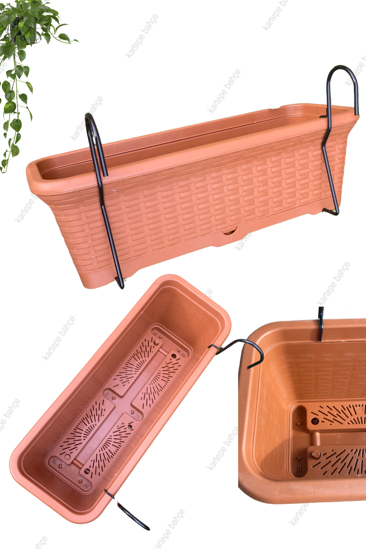 Hasır Balkon Saksı  Askılı 12 Litre _Askı Aparatı dahildir.