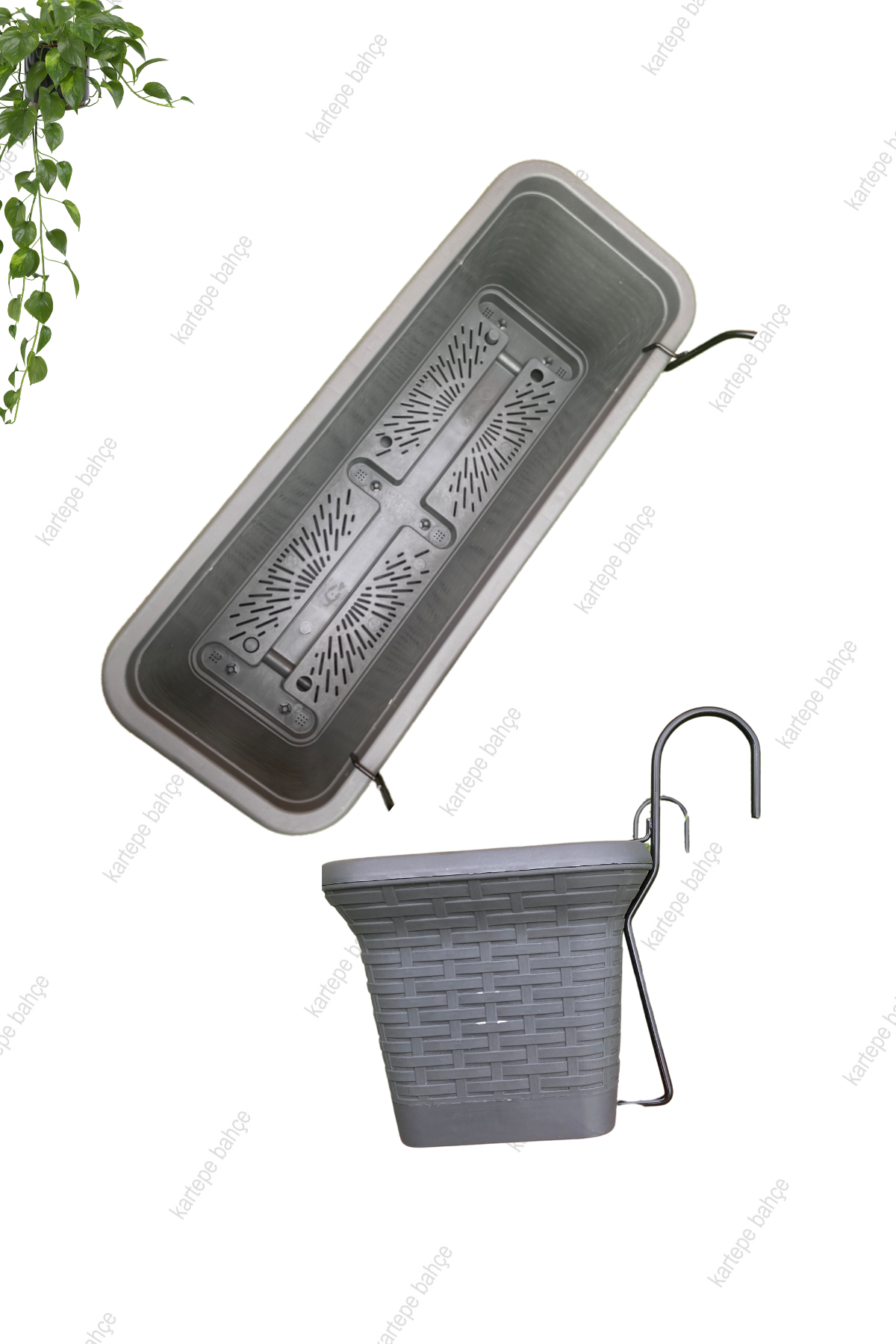 Hasır Balkon Saksı  Askılı 12 Litre _Askı Aparatı dahildir.