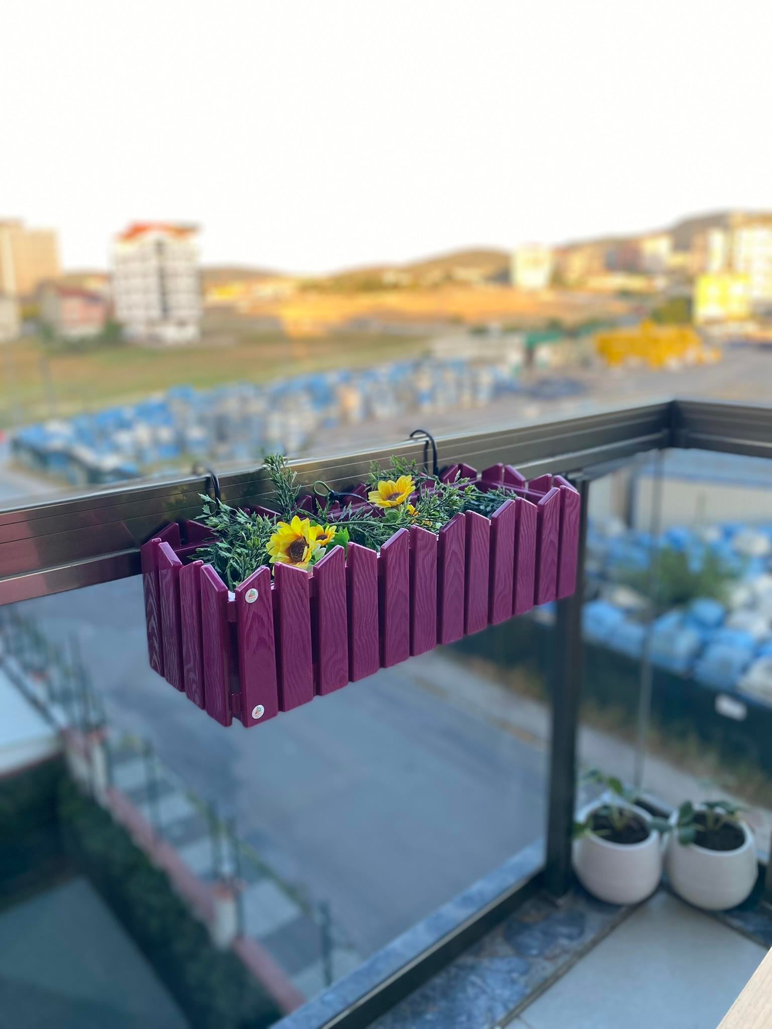 Kartepe Efes Balkon Çit Saksı Askılı 9 Litre _Askı Aparatı dahildir.