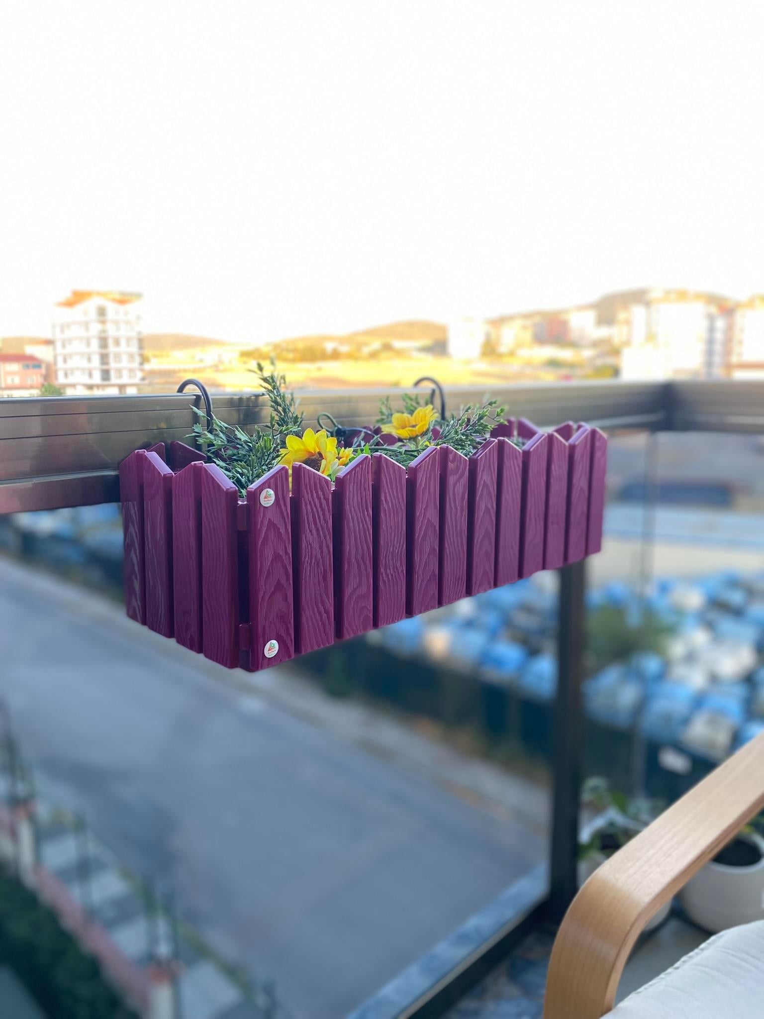 Kartepe Efes Balkon Çit Saksı Askılı 9 Litre _Askı Aparatı dahildir.